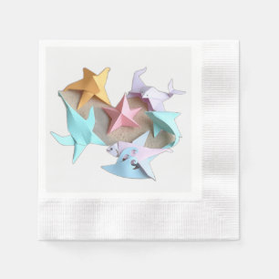 Servilleta De Papel Criaturas del mar de Origami con olas Pastel