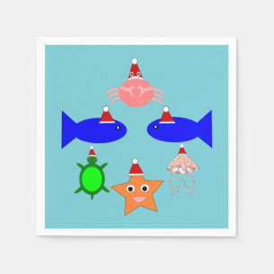 Servilleta De Papel Criaturas marinas de los navidades