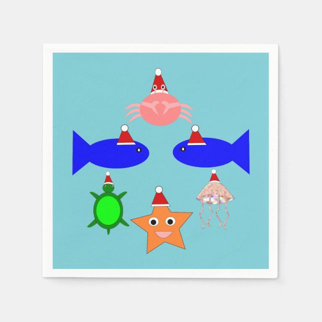 Servilleta De Papel Criaturas marinas de los navidades (Anverso)