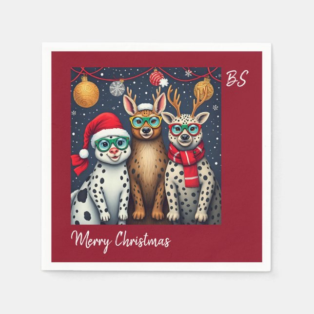 Servilleta De Papel Criaturas navideñas disfrazadas de Navidades (Anverso)