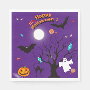 Servilleta De Papel Criaturas y dulces divertidos de Halloween 