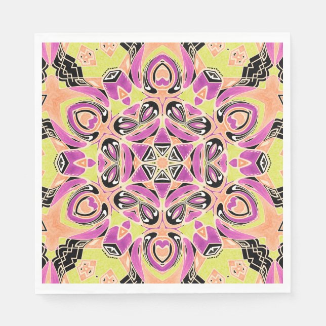 Servilleta De Papel Crimson , mandala multicolor (Anverso)