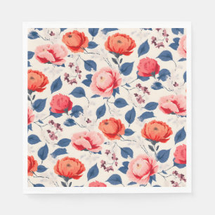 Servilleta De Papel Crimson y flores corales