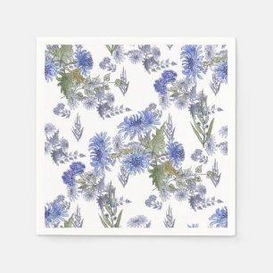 Servilleta De Papel Crisantemo azul, acuarela