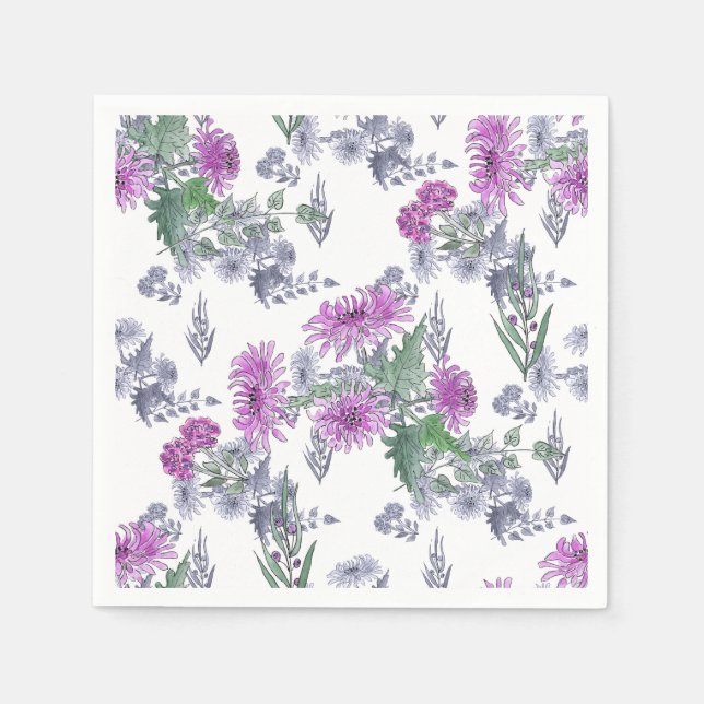 Servilleta De Papel Crisantemo de lino, acuarela (Anverso)