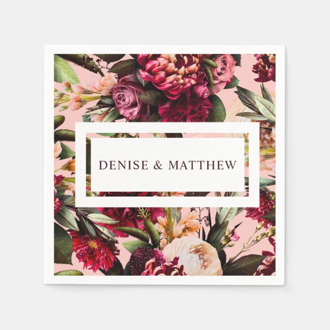 Servilleta De Papel Crisantemo romántico en rosa gossamer (Anverso)