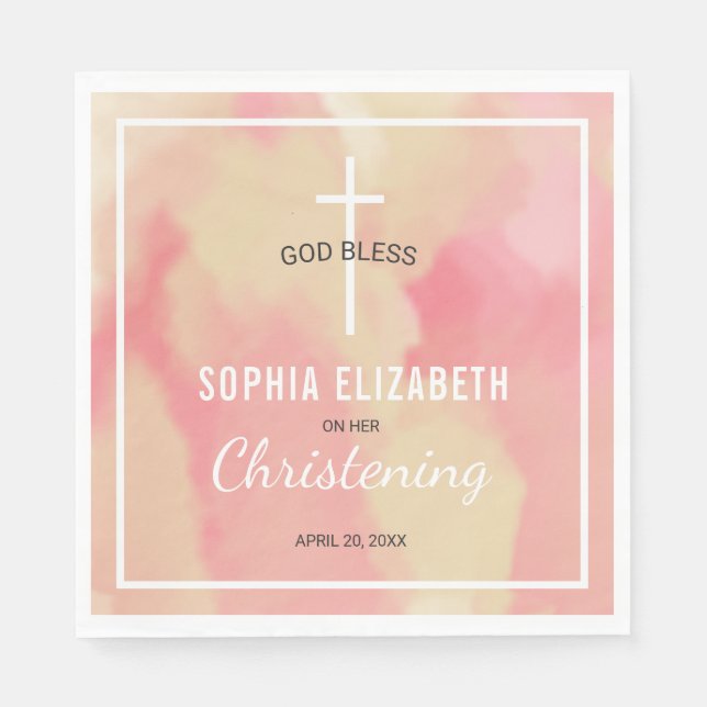 Servilleta De Papel Cristianismo Chica de acuarela rosa religioso (Anverso)