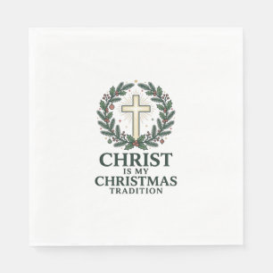 Servilleta De Papel Cristo es mi tradición de Navidad Diseño de cruz v