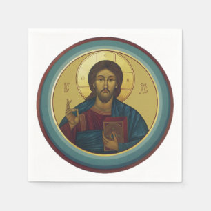 Servilleta De Papel Cristo Pantocrátor bizantino Arte de mosaico redon