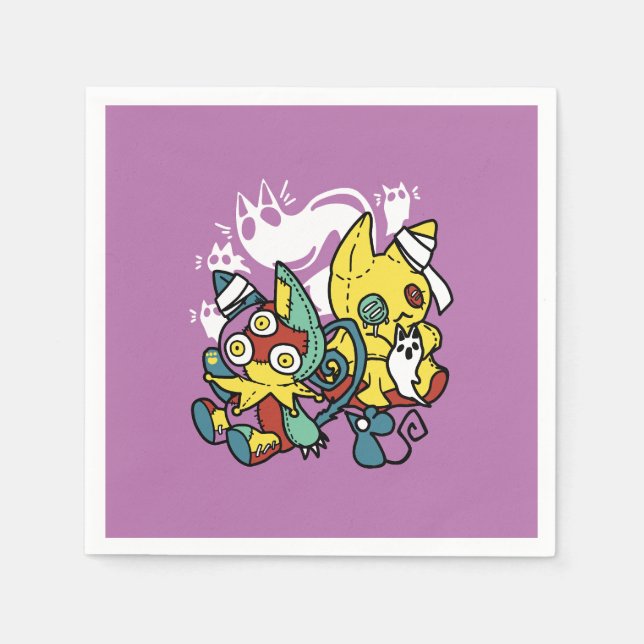 Servilleta De Papel Críticos gatos de Halloween: arte fascinante (Anverso)