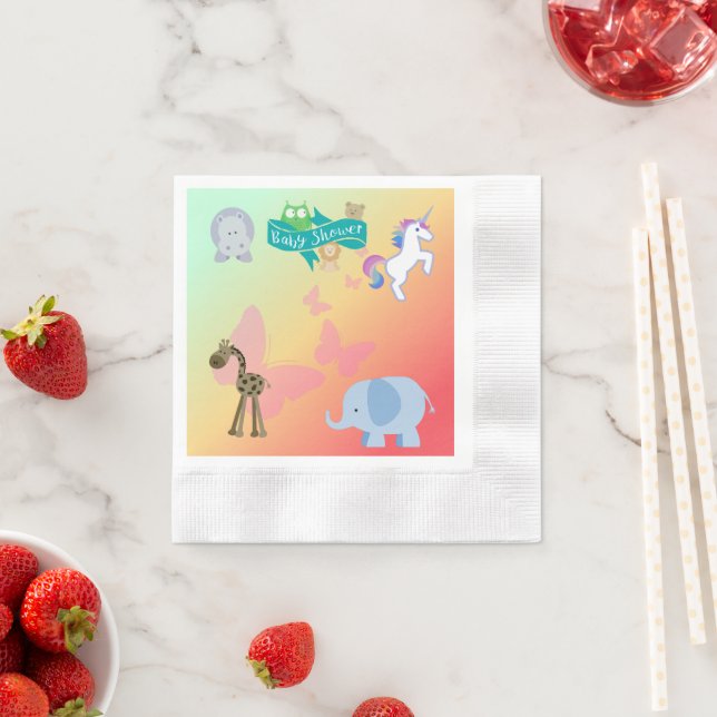 Servilleta De Papel Critters y mariposas Napkins Baby Shower (In situ)