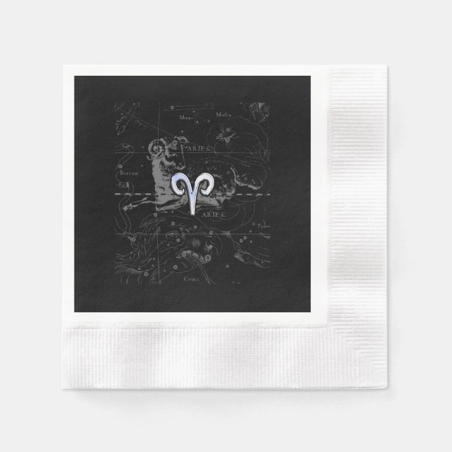 Servilleta De Papel Cromado como Aries Zodiac Symbol en Hevelius (Anverso)