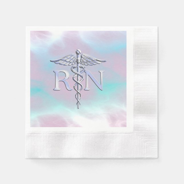 Servilleta De Papel Cromado como RN Caduceus en estilo perla madre (Anverso)