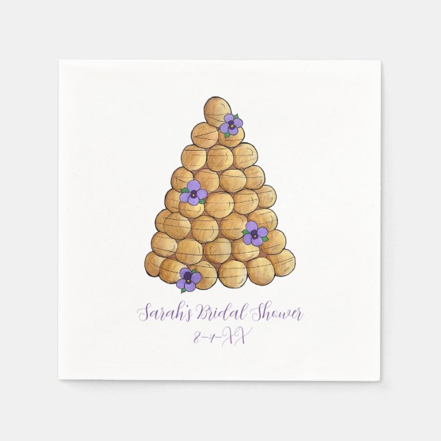 Servilleta De Papel Croquembouche Choux Bun Cream Puffs Boda Pastel (Anverso)