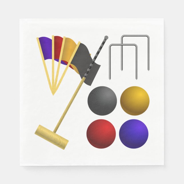 Servilleta De Papel Croquet Equipment Set Mallet Balls Hoops (Anverso)