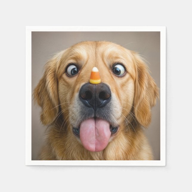 Servilleta De Papel Cross Eyed Golden Retriever With Candy Corn (Anverso)