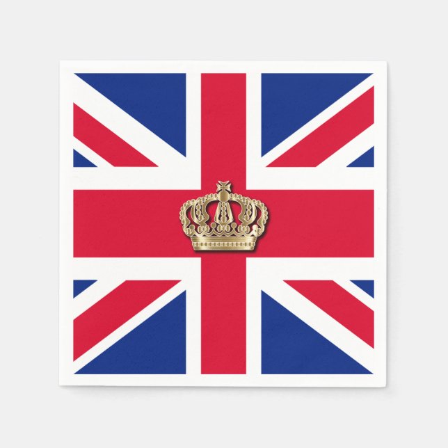 Servilleta De Papel Crown y Union Jack Patriótico (Anverso)