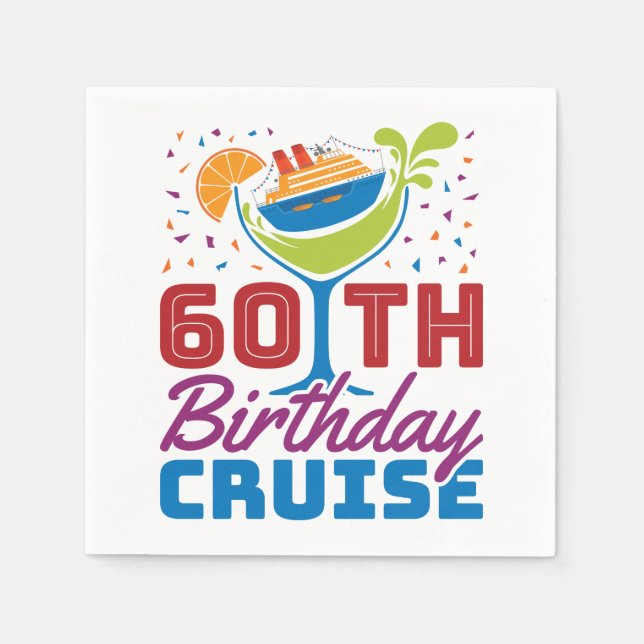 Servilleta De Papel Cruceros de cumpleaños 60 años (Anverso)