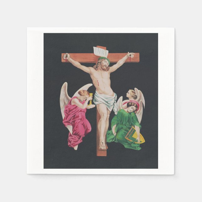 Servilleta De Papel Crucifixión medieval de Jesucristo (Anverso)