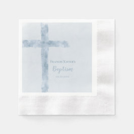 Servilleta De Papel cruz azul acuarela Bautismo