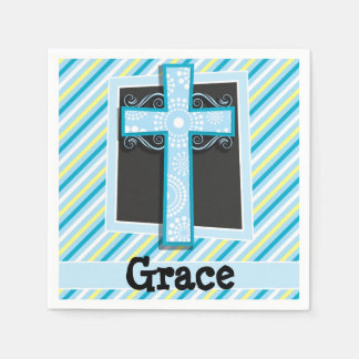 Servilleta De Papel Cruz azul, franjas azules y amarillas