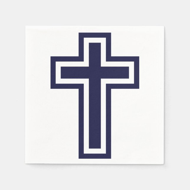 Servilleta De Papel Cruz cristiana azul diferentes variantes (Anverso)