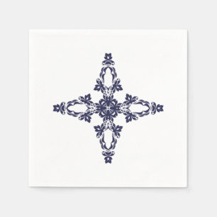 Servilleta De Papel Cruz Cristiana en Arte Azul Celeste