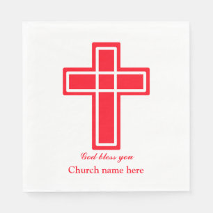 Servilleta De Papel Cruz cristiana en rojo