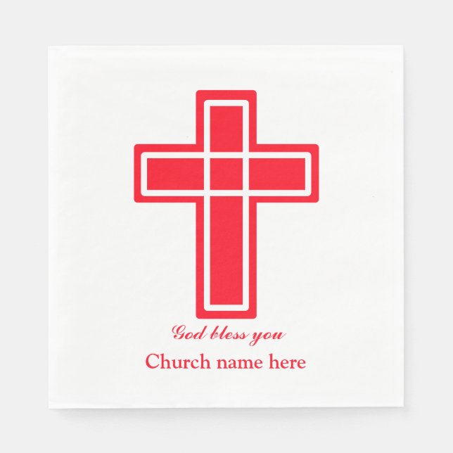 Servilleta De Papel Cruz cristiana en rojo (Anverso)