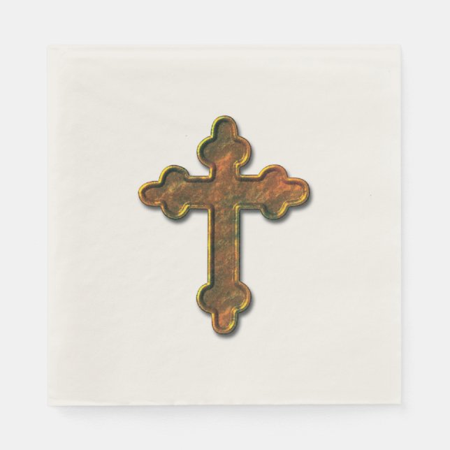 Servilleta De Papel Cruz de aspecto 3D Gold (Anverso)