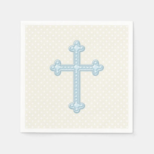 Servilleta De Papel Cruz de Bautizo Baby Blue