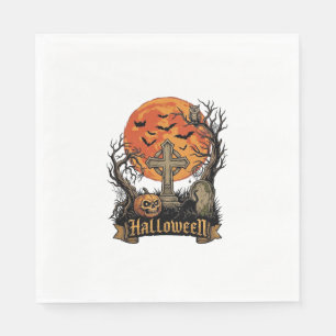 Servilleta De Papel Cruz de Halloween Lápida Calavera Calabaza Gato Ne