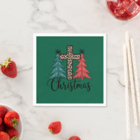 Cruz de leopardo árboles de Navidad cristianos 