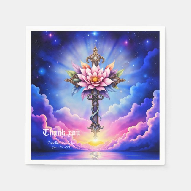 Servilleta De Papel Cruz de Loto Celestial (Anverso)