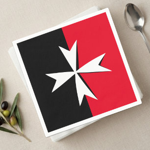 Servilleta De Papel Cruz de Malta blanca, símbolo de la bandera de Mal