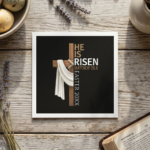 Servilleta De Papel Cruz de Pascua Vintage Personalizada Él ha Resucit