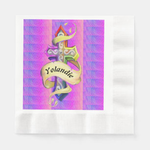 Servilleta De Papel Cruz de tatuaje con estilo vintage (editar nombre)