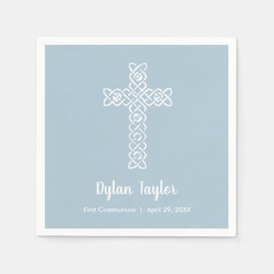 Servilleta De Papel Cruz en acero azul Religioso