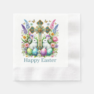 Servilleta De Papel Cruz feliz de Pascua religiosa