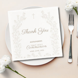 Servilleta De Papel Cruz Floral Gracias Primera Comunión
