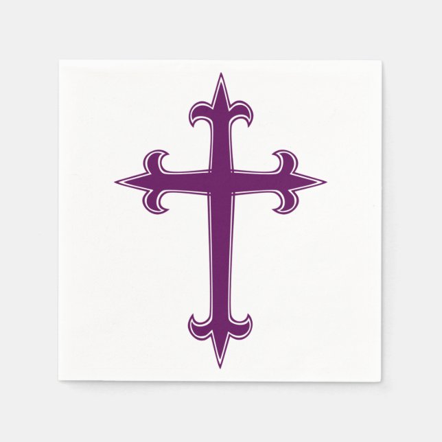 Servilleta De Papel Cruz Morada Cristiana (Anverso)
