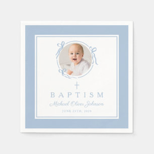 Servilleta De Papel Cruz religiosa azul bebé moderno niño bautizo