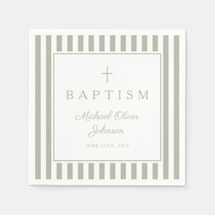 Servilleta De Papel Cruz religiosa verde sabio moderna bautizo niño