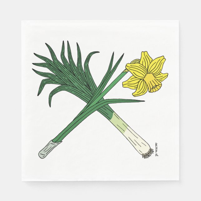 Servilleta De Papel Cruzado de puerros y daffodil (Anverso)