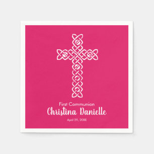 Servilleta De Papel Cruzar en rosa rubí   Cristianismo de la comunidad