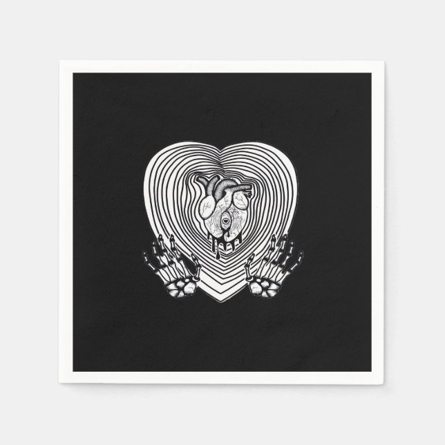 Servilleta De Papel Crying Heart Classic - Skeleton Hands Heart (Anverso)