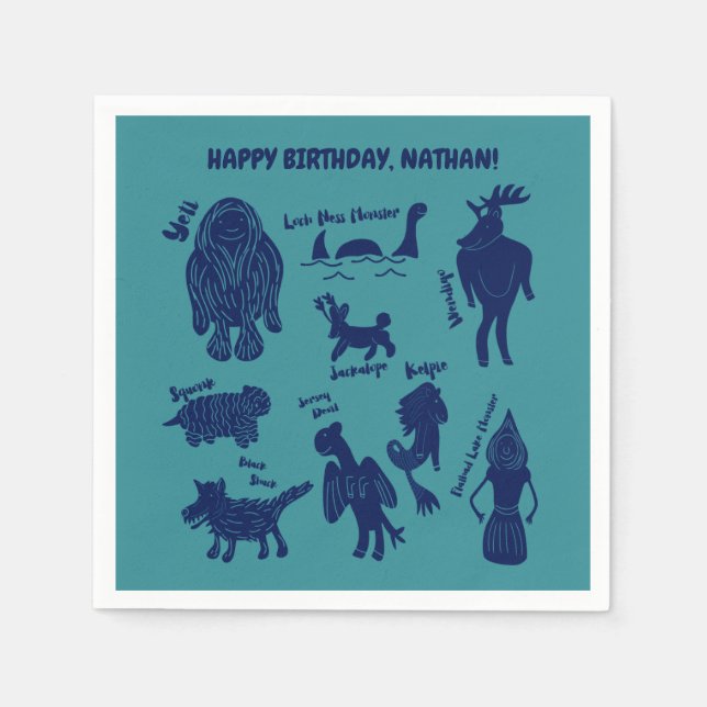 Servilleta De Papel Cryptids personalizado Cryptozoology Monsters Pers (Anverso)