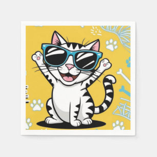 Servilleta De Papel Cuaderno de gato divertido Gato de dibujos animado