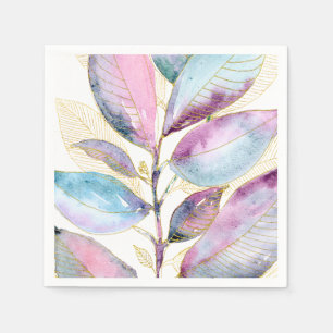 Servilleta De Papel Cuaderno espiral de hojas botánicas de acuarela pa