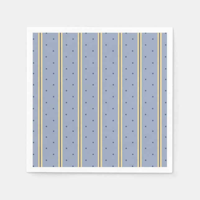 Servilleta De Papel Cuadrado de franjas de arena y azul (Anverso)